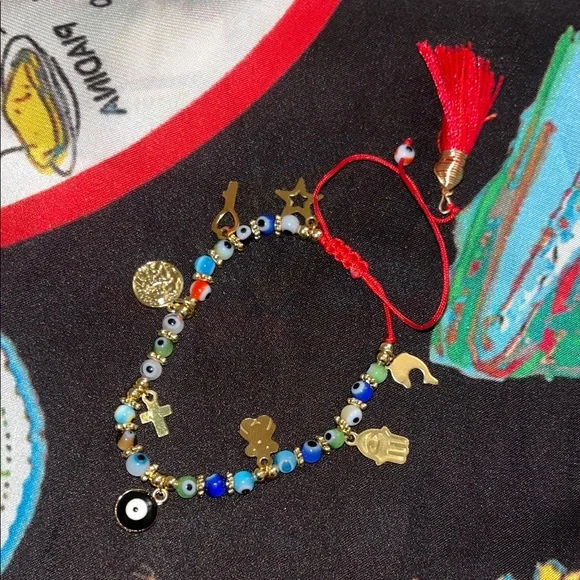 Evil eye bracelet with charms - Picture 2 of 2
